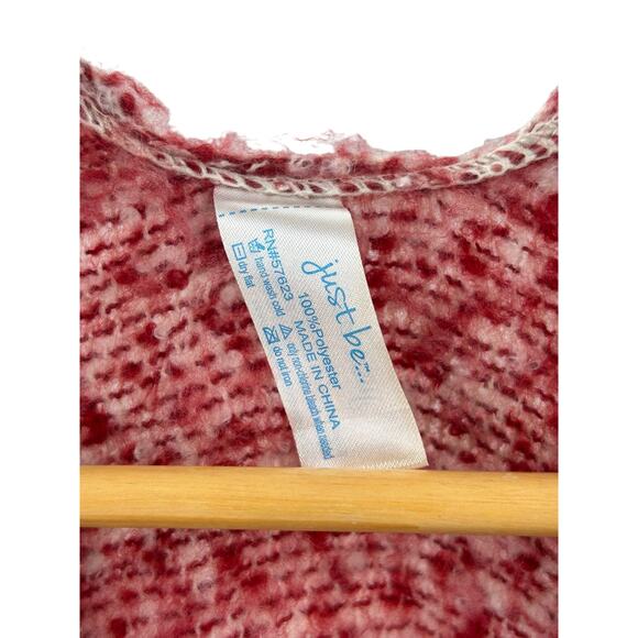 Just Be Shawl Poncho Red Knit Fringe Hem‎ Soft Cozy One Size - Picture 2 of 9